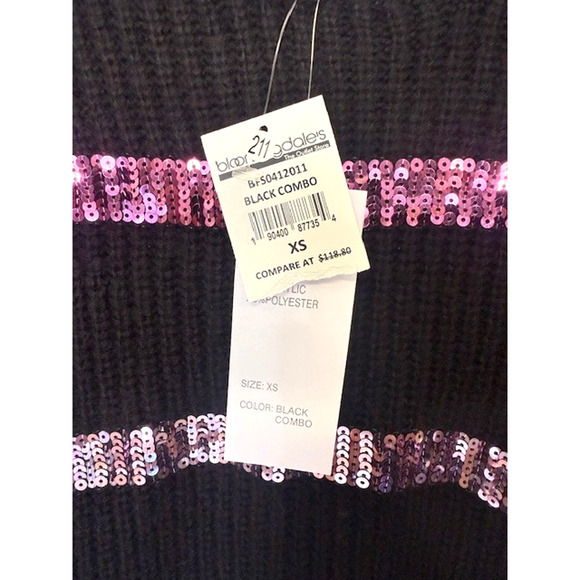 Design History Black Scallop Neck Sweater Pink Gold Blue Sequins NEW! Sz XS $118 - Picture 3 of 8